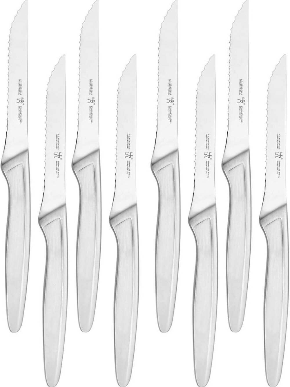 Set of 8 Razor-Sharp Steak Knives, German Engineered, Silver Finish - Kitchen
